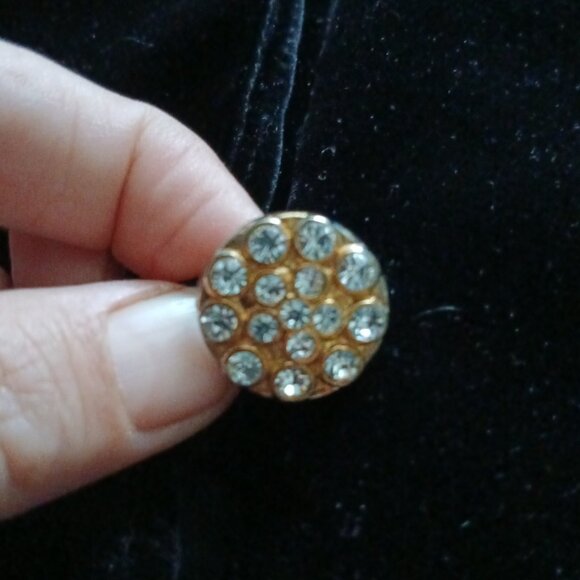 Vintage Bloomingdales Black Velour Jacket with Cluster Rhinestone Gold Buttons - Picture 6 of 6